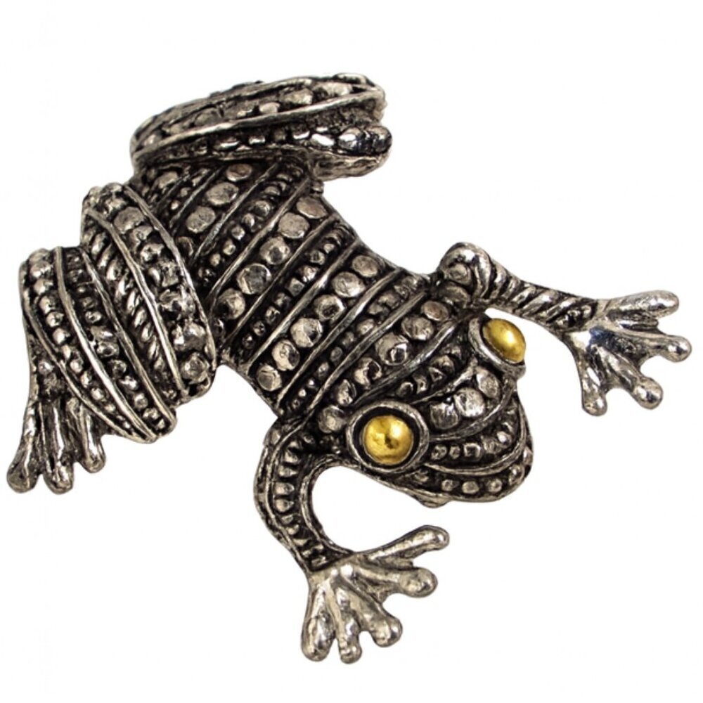 Vintage Silver Tone Dot Design Small Frog Brooch - Picture 8 of 8